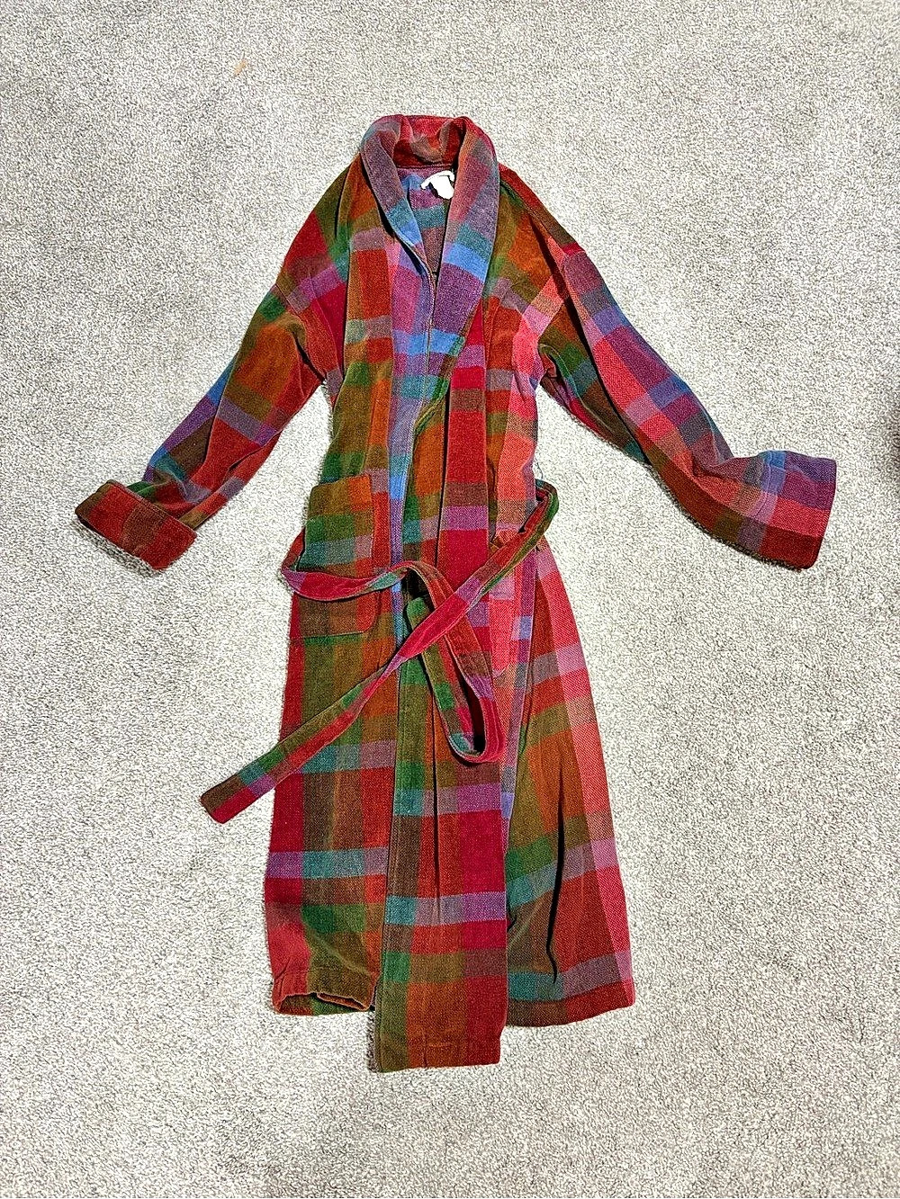 Vintage Norm Thompson Plaid Cotton Robe Made in Canada One Size